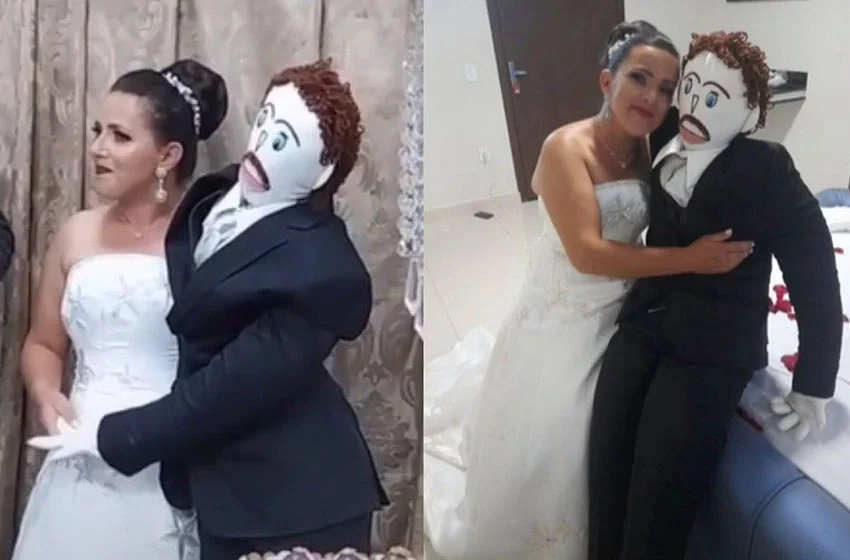 Şaşırtıcı olay: 37 yaşındaki kadın bez bebekle evlendi